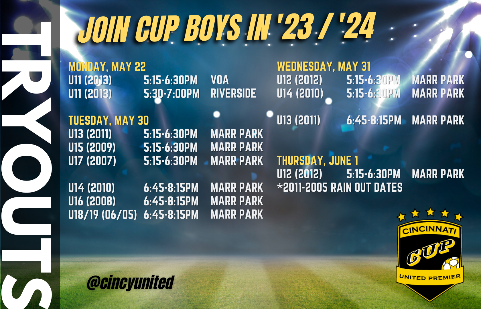 CUP Boys Tryout Info